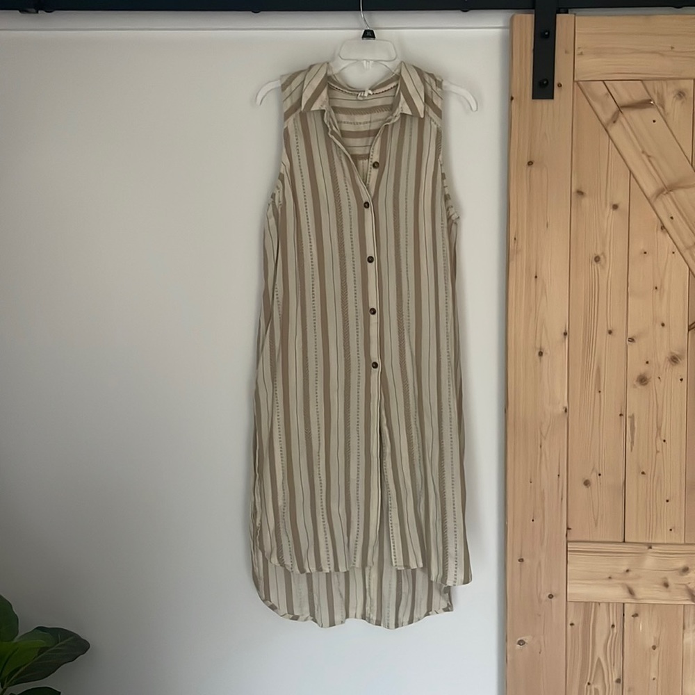 Anthropologie Linen Shirt Dress size L guc